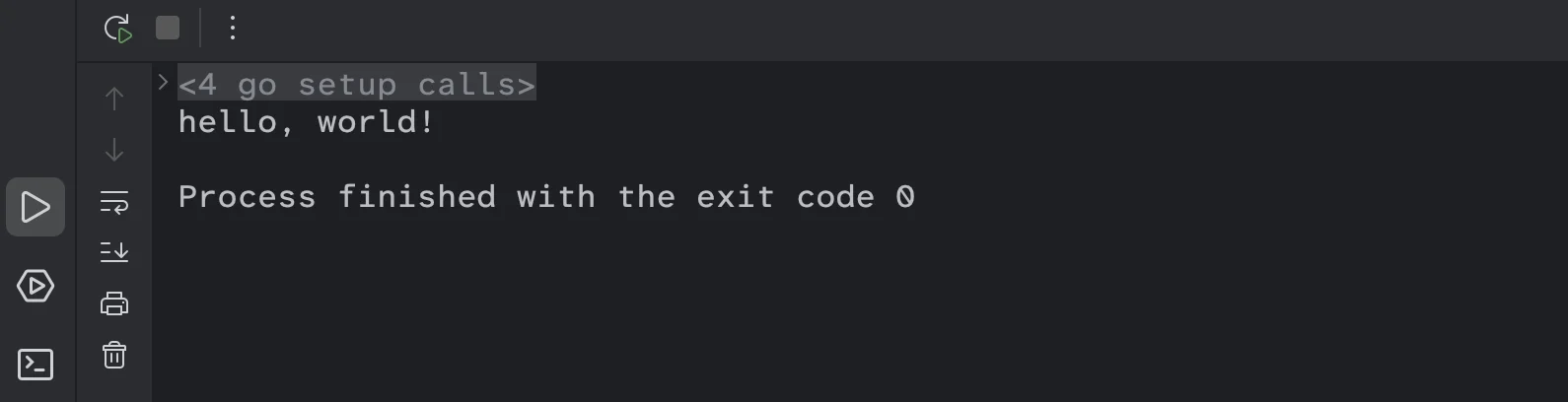»Hello World« in der Ausführungskonsole von GoLand